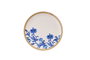 Hermia Juego de Platos de Postre Golden Blue Ivy en Porcelana 100% con Detalles Dorados, Azules y Blancos, 6 Piezas de 19.3cm